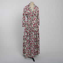 Load image into Gallery viewer, Vintage 1950s original rose print full length cotton housecoat dress UK 10 US 6 S

