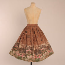 Load image into Gallery viewer, Vintage 1950s original novelty Vienna border scenic print cotton skirt UK 6 US 2 XS
