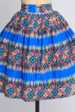 Load image into Gallery viewer, Vintage 1950s original novelty carpet print cotton skirt UK 8 US 4 S
