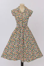 Load image into Gallery viewer, Vintage 1950s original novelty fruit print cotton dress pineapple etc by Debut dress UK 8 US 4 S
