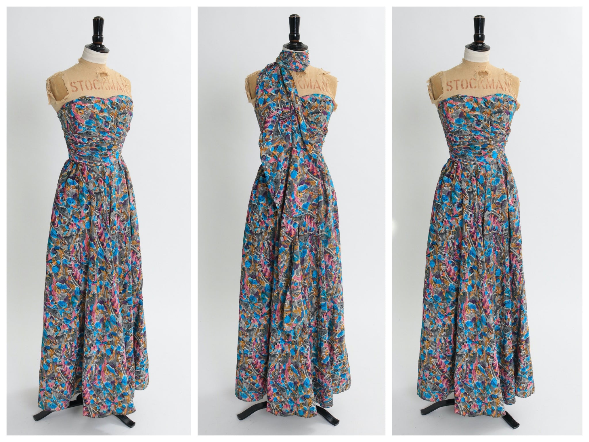 Vintage 1950s original full length novelty print dress by Baker