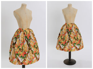 Vintage 1950s original Sportaville floral print cotton skirt UK 6 8 US 2 4 XS S